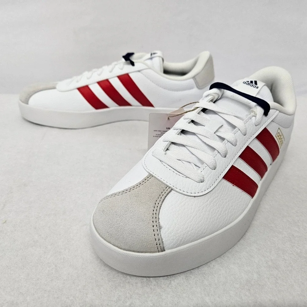 Adidas Men's VL Court 3.0 Skateboarding Shoes IF4464 White‎ Gray Red Sz 10